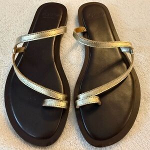 J.Crew Gold Strappy Toe-Ring Leather Sandals - Women's Size 7 Almost New Greek